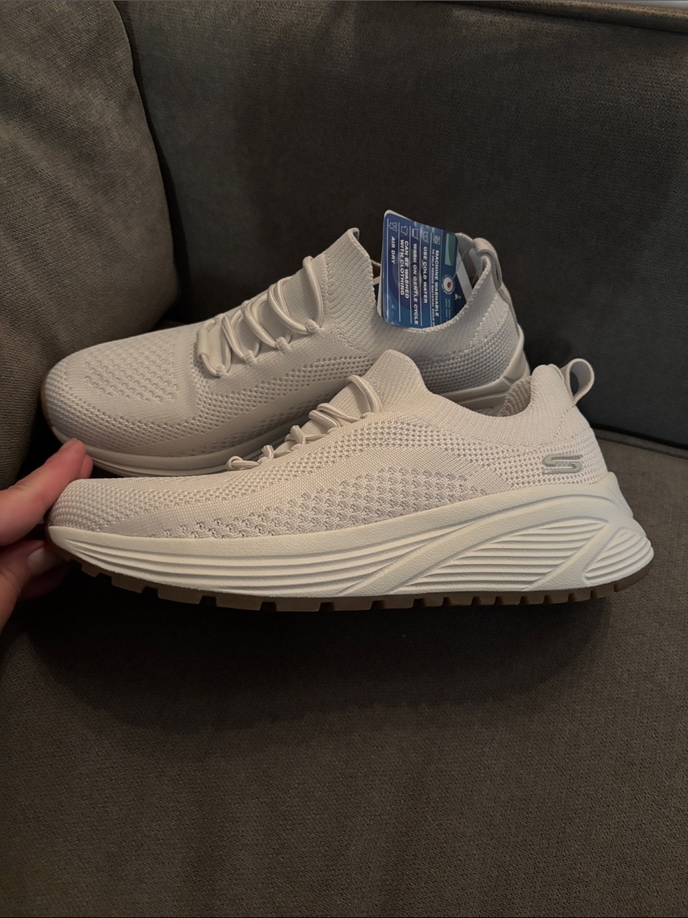 NWT White Skechers Knit Slip-On Sneakers - memory foam